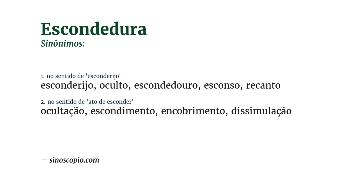 Sinônimo de escondedura