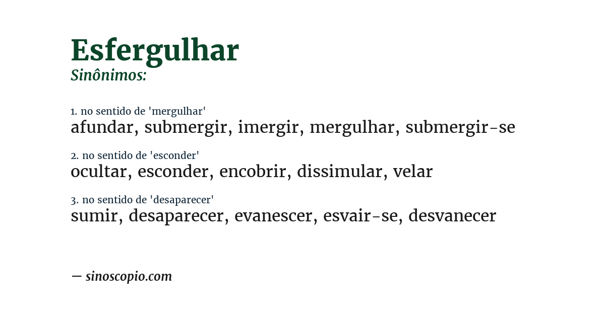 Sinônimo de esfergulhar