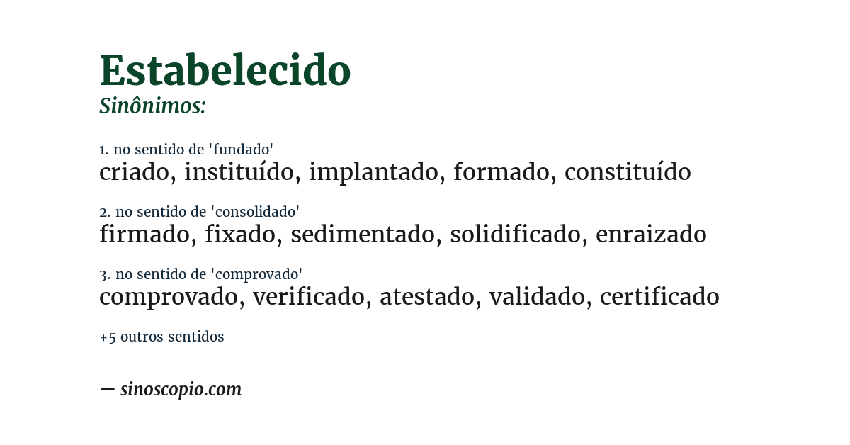 Sinônimo de estabelecido