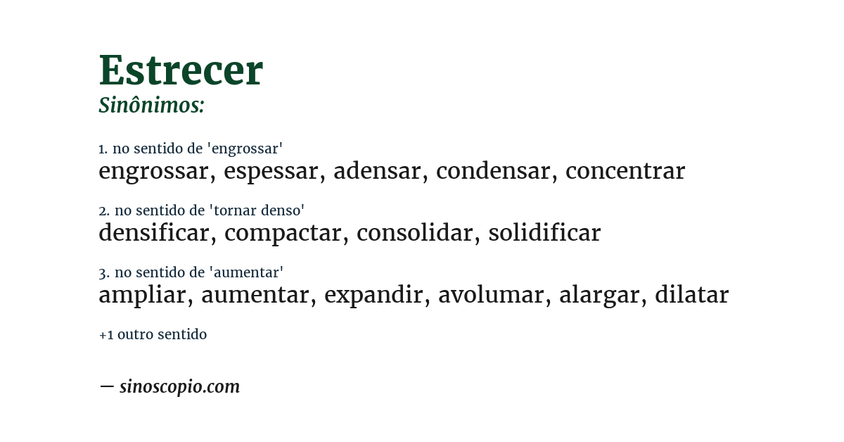 Sinônimo de estrecer