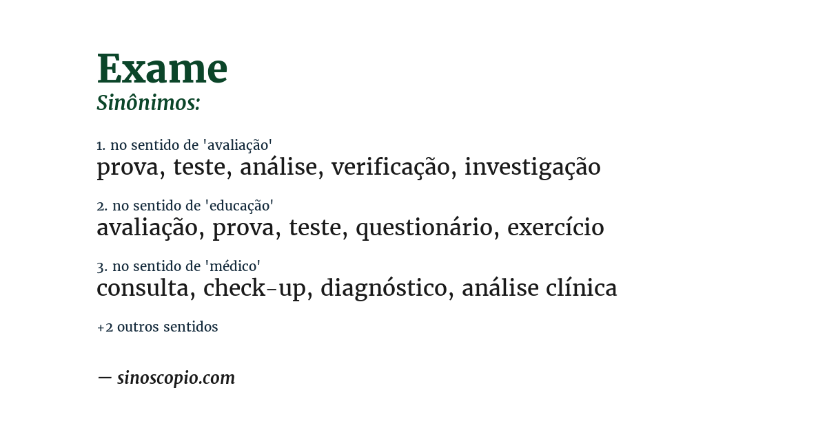 Sinônimo de exame