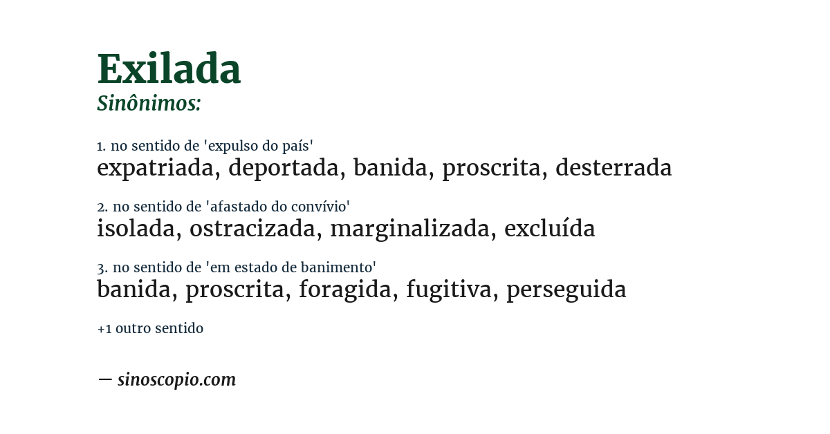 Sinônimo de exilada