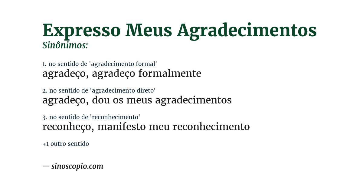 Sinônimo de expresso meus agradecimentos