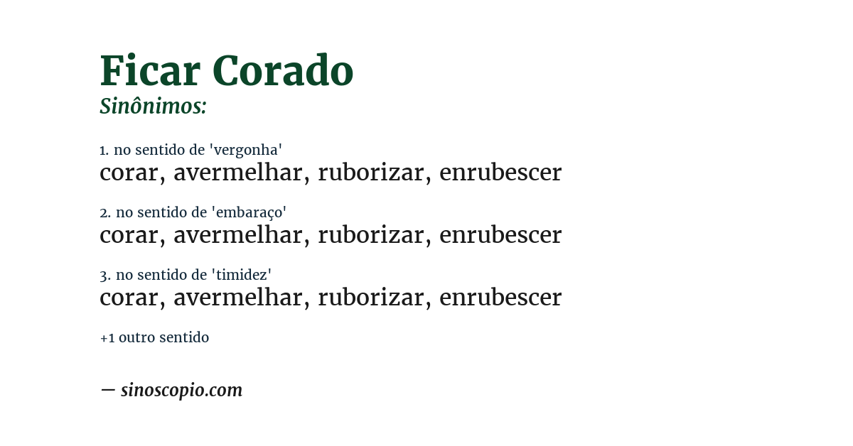 Sinônimo de ficar corado