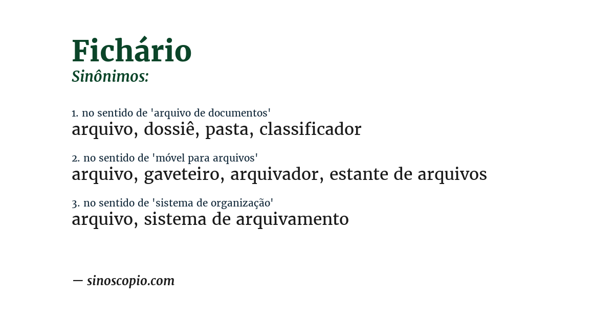 Sinônimo de fichário