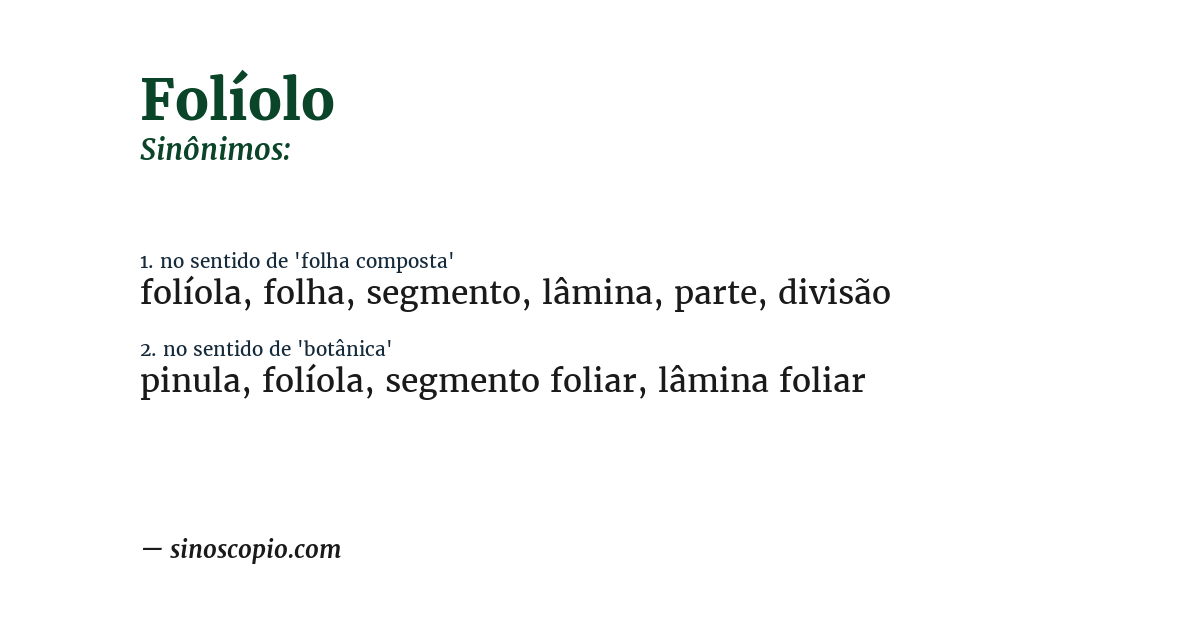 Sinônimo de folíolo
