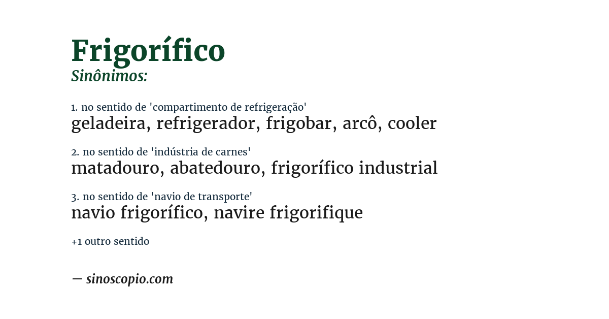 Sinônimo de frigorífico