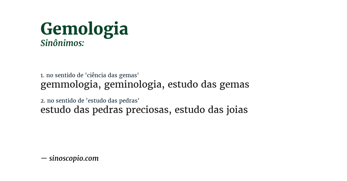 Sinônimo de gemologia