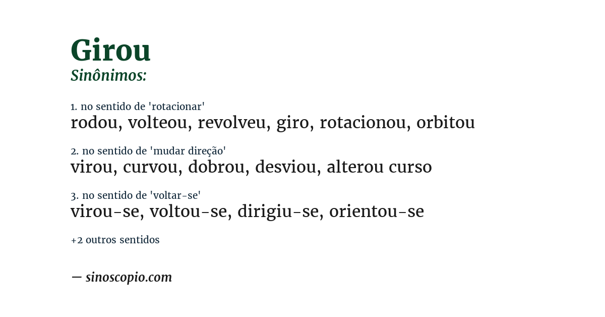 Sinônimo de girou