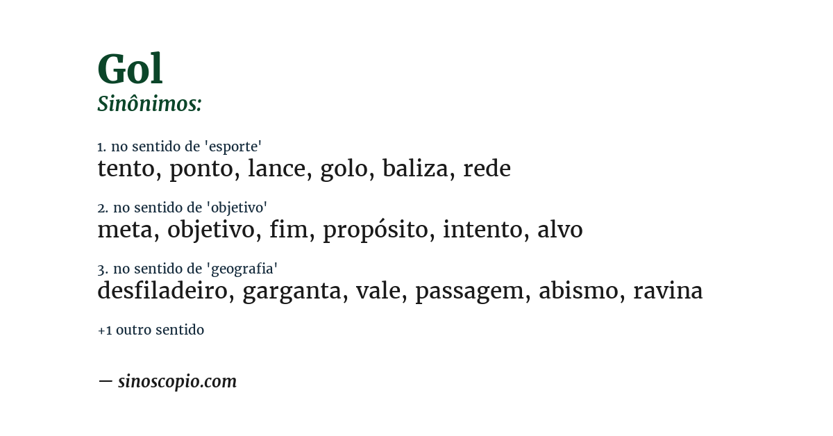Sinônimo de gol