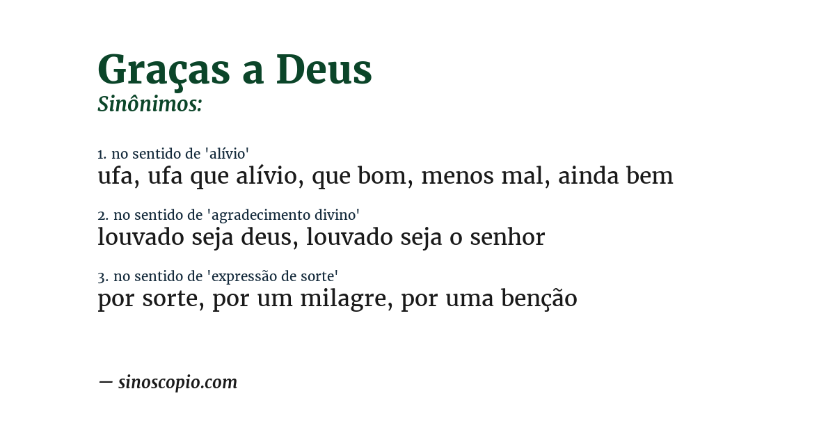 Sinônimo de graças a deus