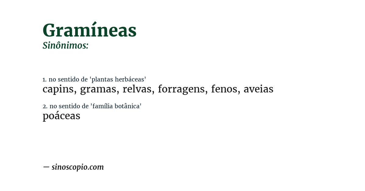 Sinônimo de gramíneas