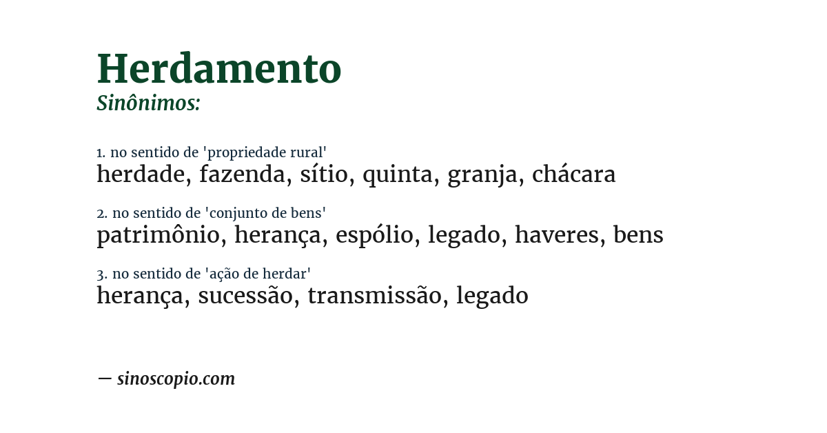 Sinônimo de herdamento