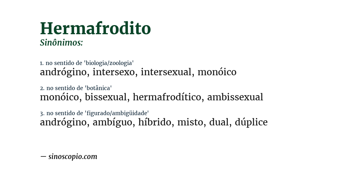 Sinônimo de hermafrodito