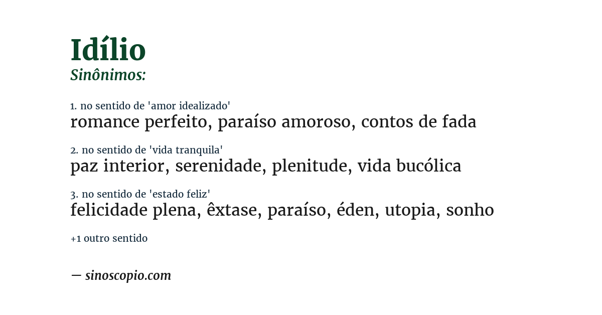 Sinônimo de idílio