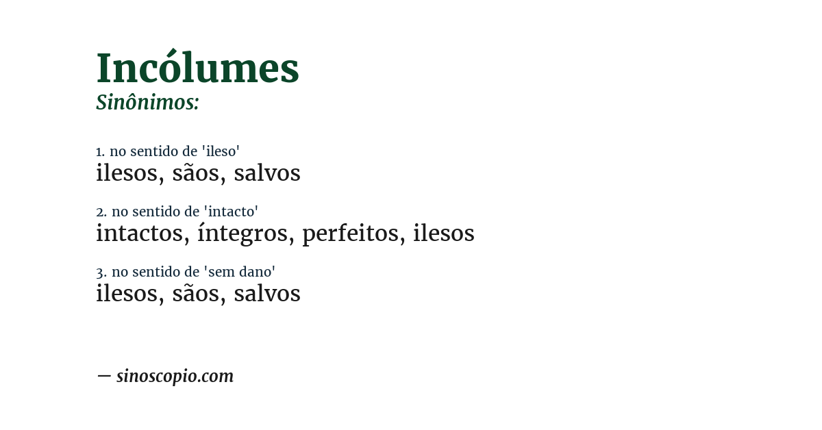 Sinônimo de incólumes