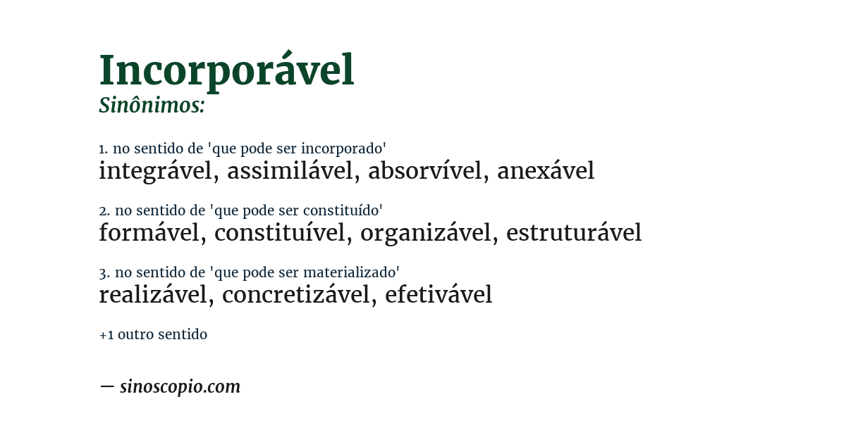 Sinônimo de incorporável