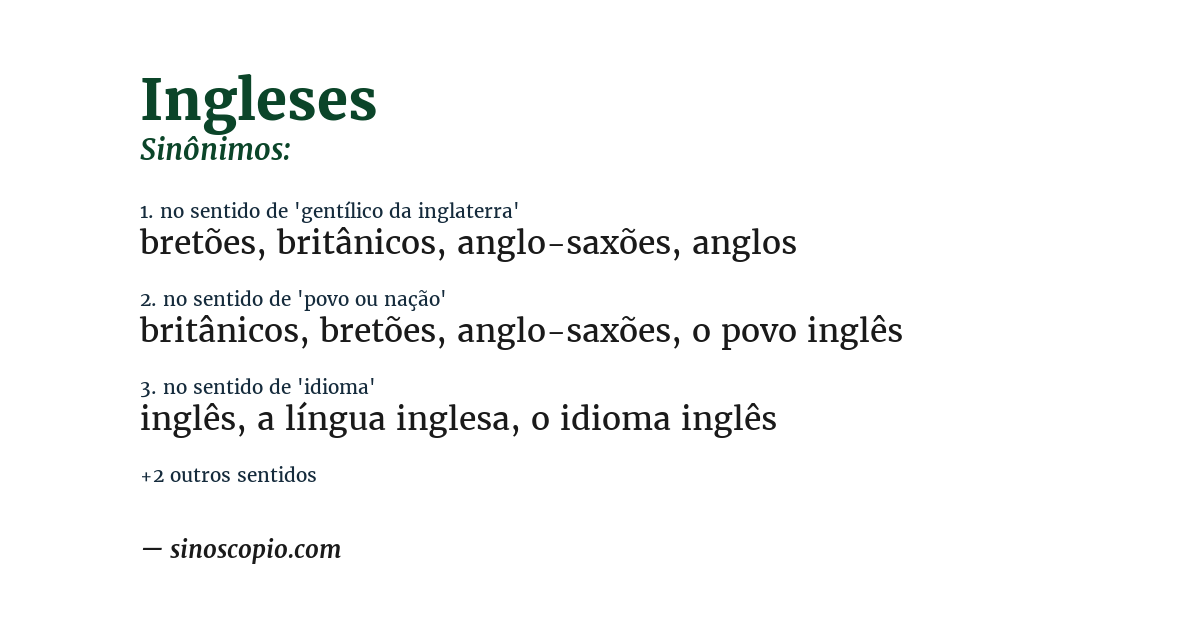 Sinônimo de ingleses