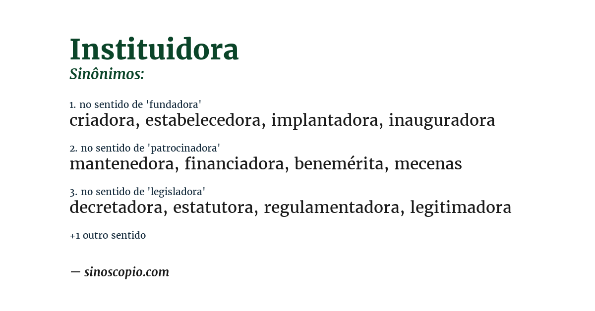 Sinônimo de instituidora