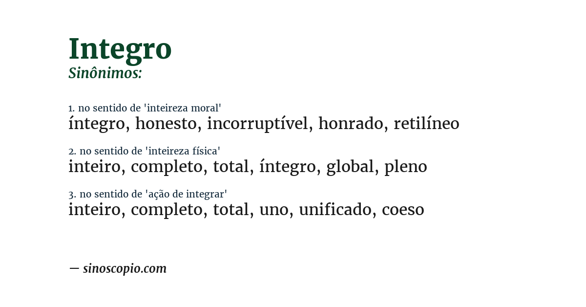 Sinônimo de integro