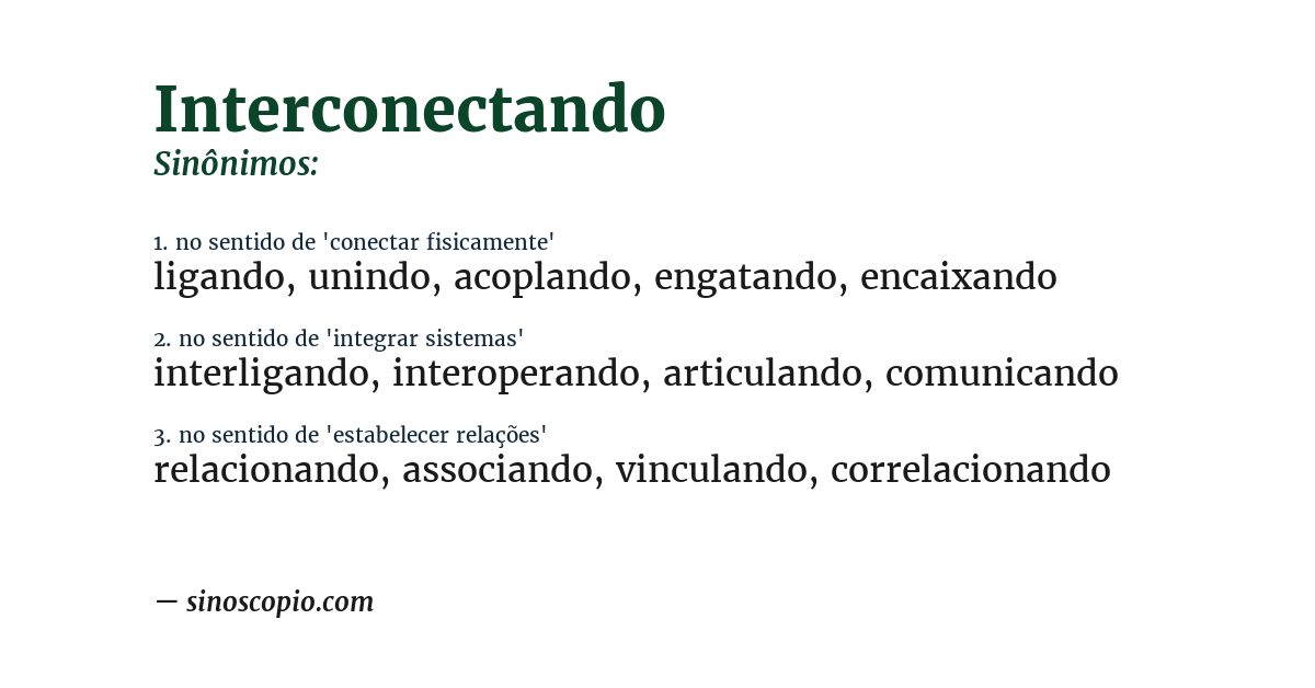 Sinônimo de interconectando