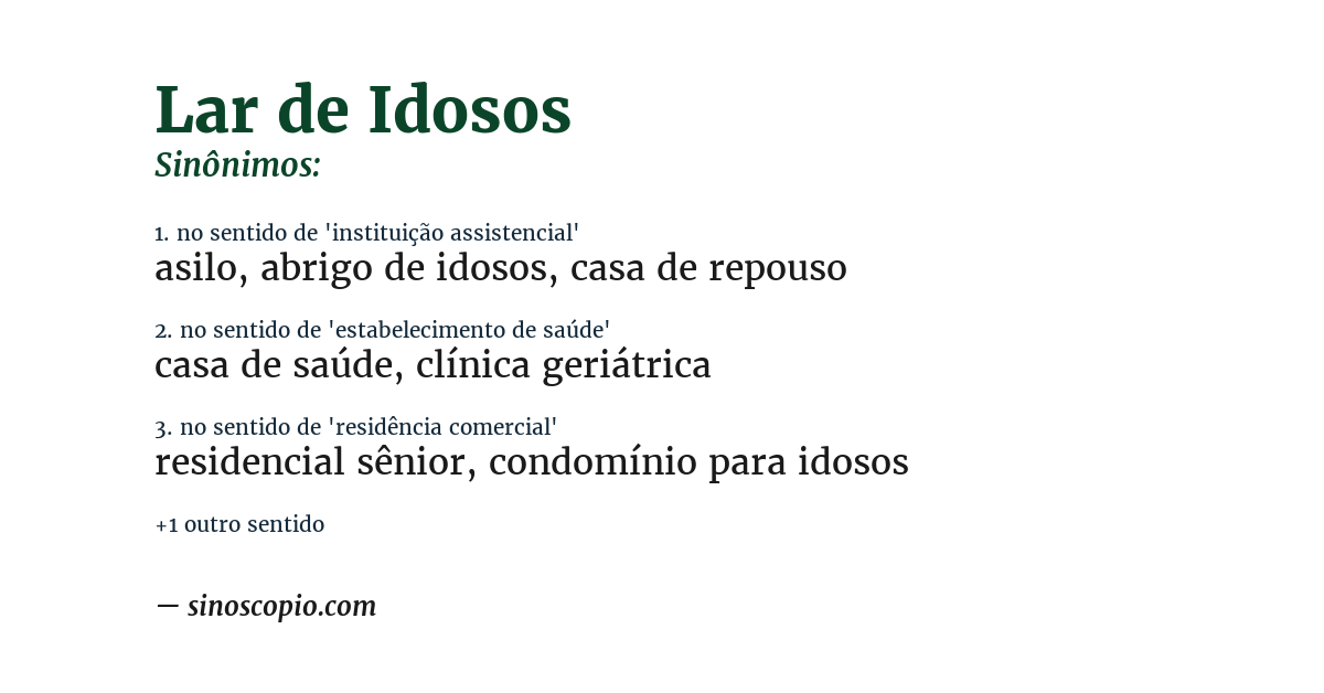Sinônimo de lar de idosos