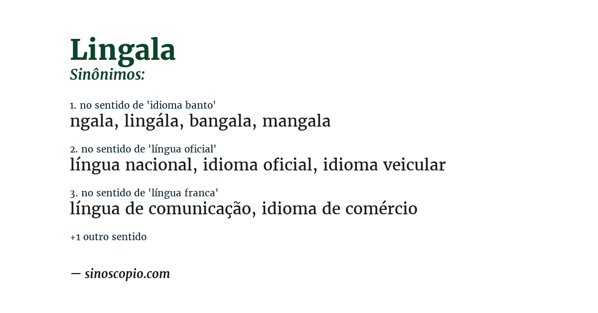 Sinônimo de lingala