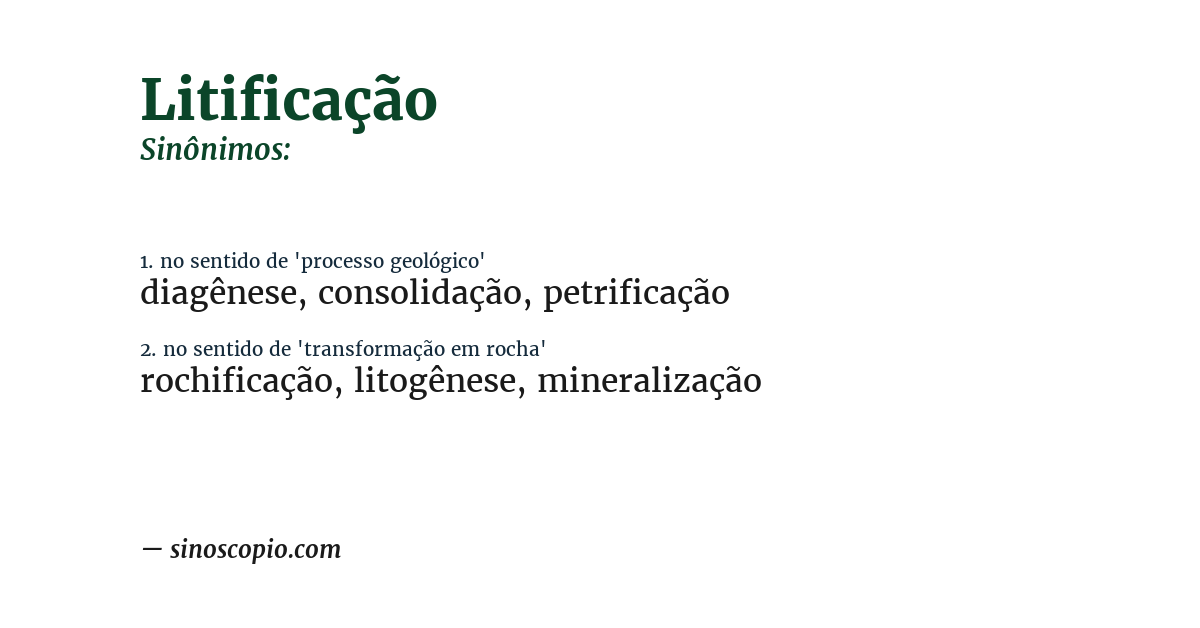 Sinônimo de litificação
