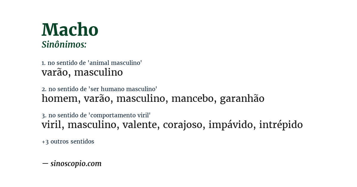 Sinônimo de macho