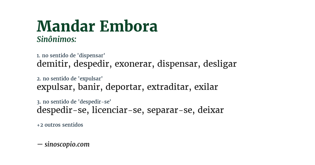 Sinônimo de mandar embora