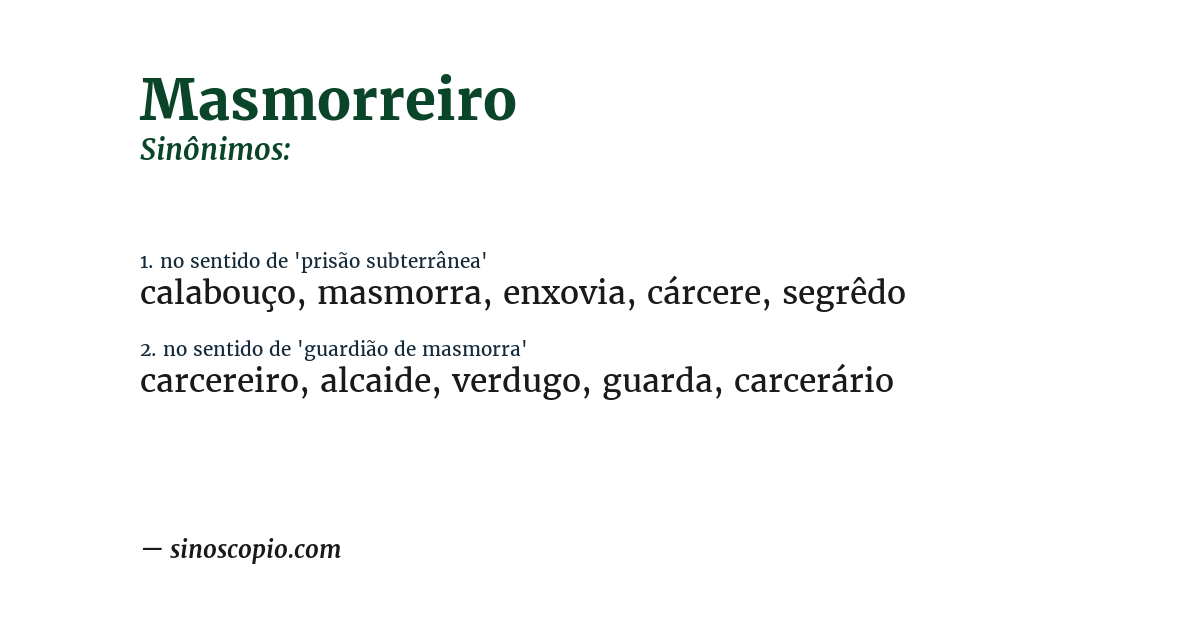Sinônimo de masmorreiro
