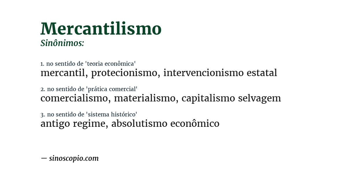 Sinônimo de mercantilismo