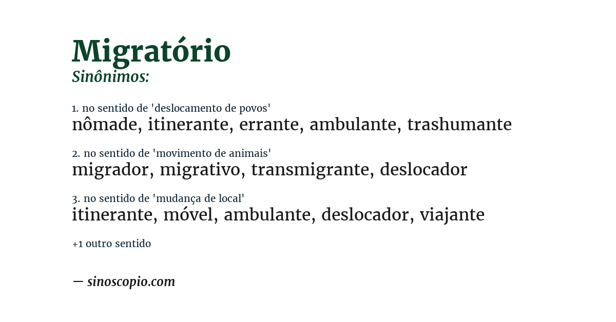 Sinônimo de migratório