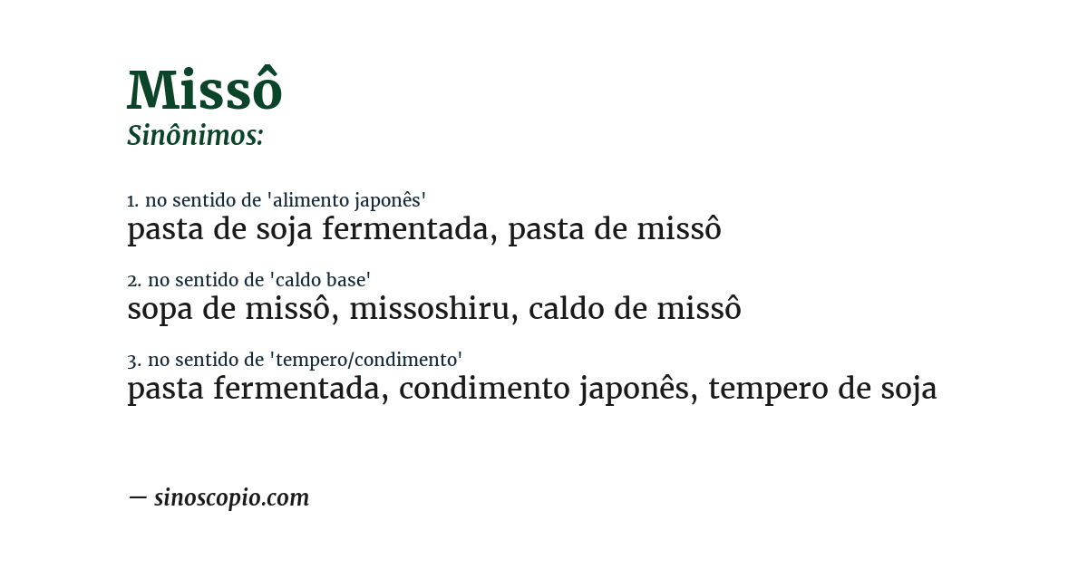 Sinônimo de missô