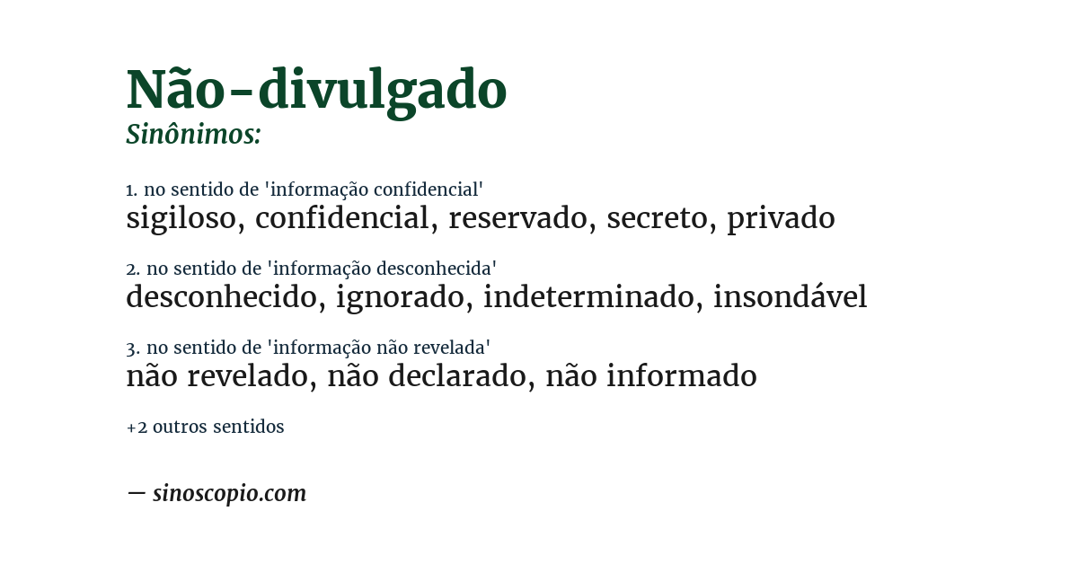 Sinônimo de não-divulgado
