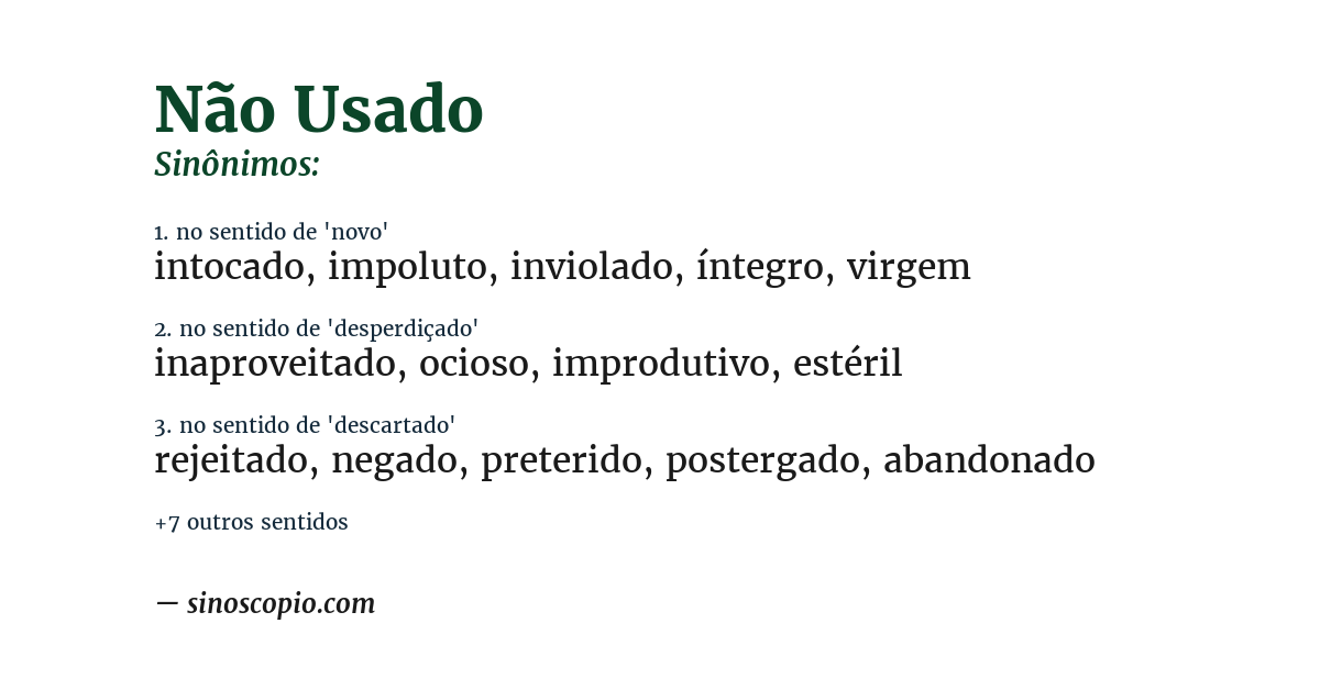 Sinônimo de não usado