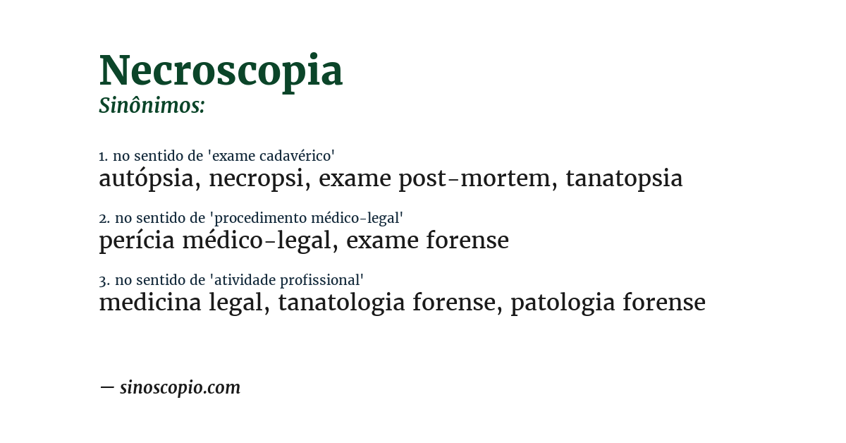 Sinônimo de necroscopia