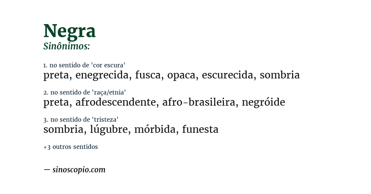 Sinônimo de negra