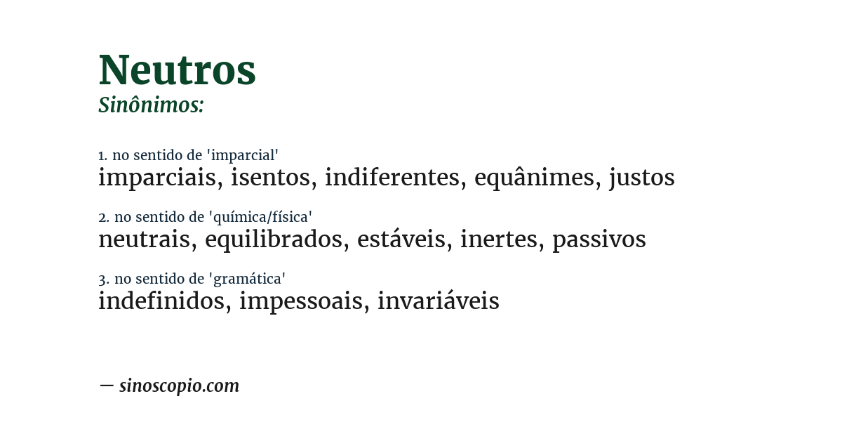 Sinônimo de neutros