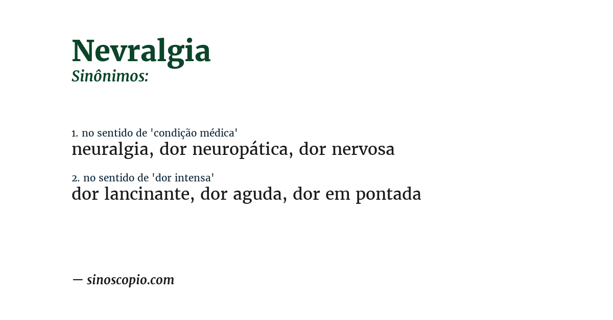 Sinônimo de nevralgia
