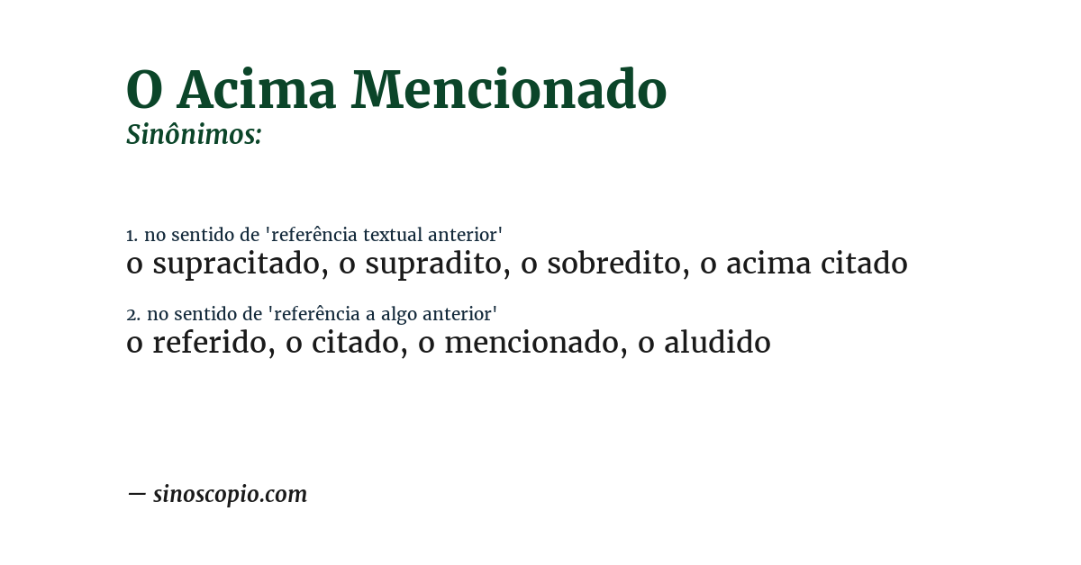 Sinônimo de o acima mencionado