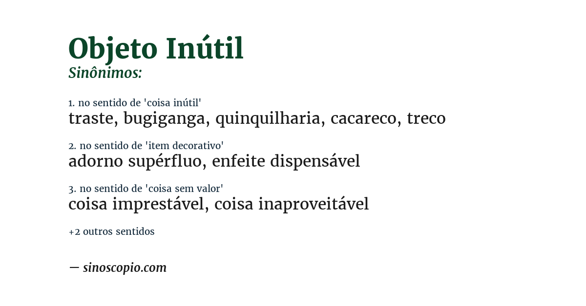 Sinônimo de objeto inútil