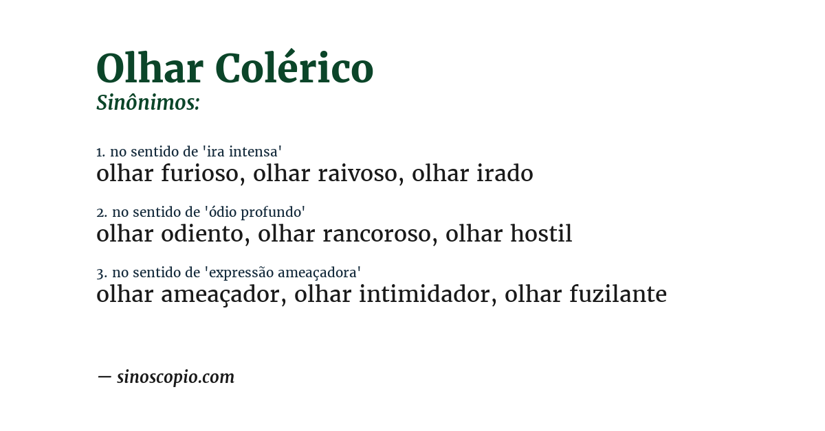 Sinônimo de olhar colérico