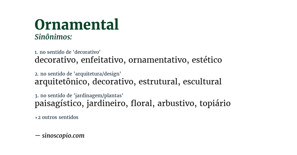 Sinônimo de ornamental