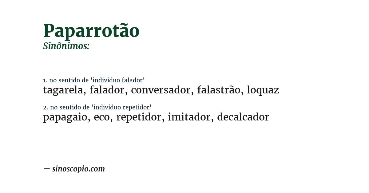 Sinônimo de paparrotão