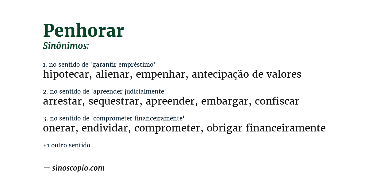 Sinônimo de penhorar
