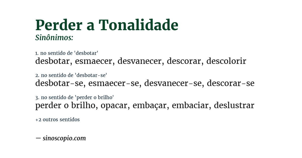 Sinônimo de perder a tonalidade