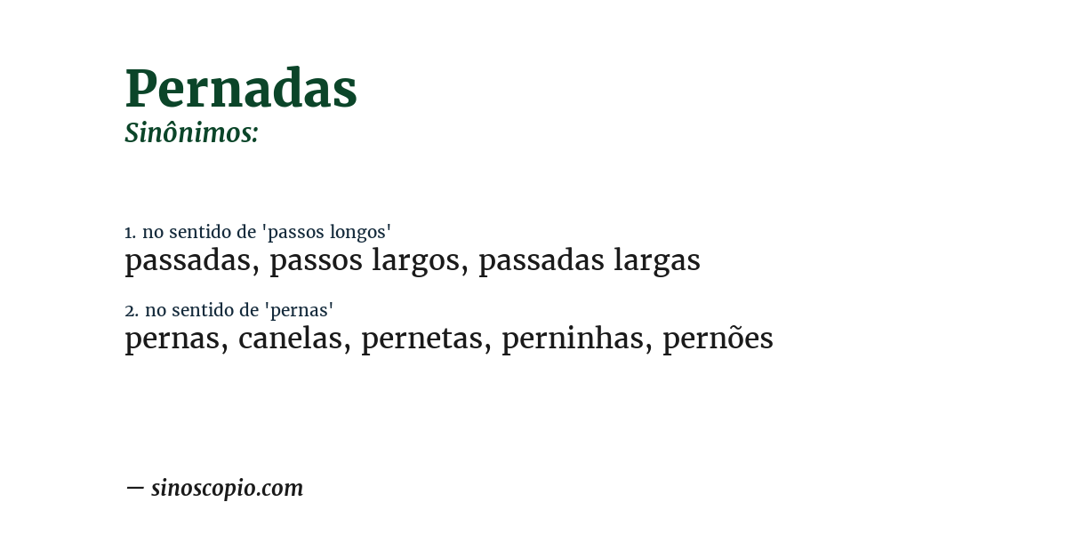 Sinônimo de pernadas