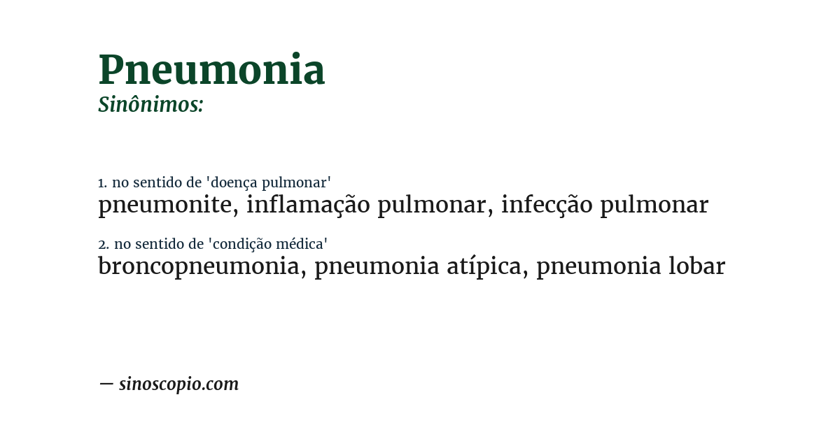 Sinônimo de pneumonia