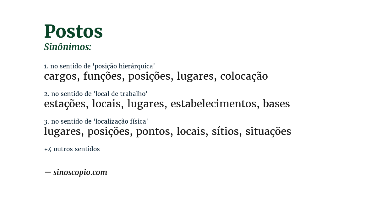 Sinônimo de postos